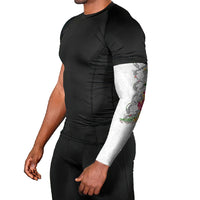 Hawaii DNA Kakau Tattoo Arm Sleeves with Plumeria and Hibiscus Tropical Plants White Color