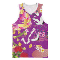 Hawaiian and Japanese Culture Together Basketball Jersey Kakau Tribal Pattern and Irezumi Art Purple Color
