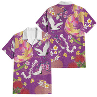 Hawaiian and Japanese Culture Together Family Matching Mermaid Dress and Hawaiian Shirt Kakau Tribal Pattern and Irezumi Art Purple Color