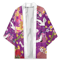 Hawaiian and Japanese Culture Together Kimono Kakau Tribal Pattern and Irezumi Art Purple Color