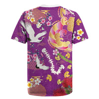 Hawaiian and Japanese Culture Together Rugby Jersey Kakau Tribal Pattern and Irezumi Art Purple Color