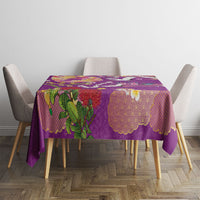 Hawaiian and Japanese Culture Together Tablecloth Kakau Tribal Pattern and Irezumi Art Purple Color