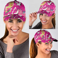 Hawaiian and Japanese Culture Together Classic Cap Kakau Tribal Pattern and Irezumi Art Pink Color