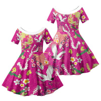 Hawaiian and Japanese Culture Together Family Matching Mermaid Dress and Hawaiian Shirt Kakau Tribal Pattern and Irezumi Art Pink Color