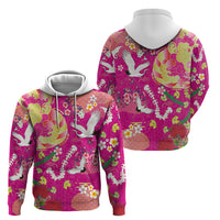 Hawaiian and Japanese Culture Together Hoodie Kakau Tribal Pattern and Irezumi Art Pink Color