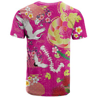 Hawaiian and Japanese Culture Together T Shirt Kakau Tribal Pattern and Irezumi Art Pink Color