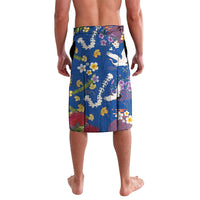 Hawaiian and Japanese Culture Together Lavalava Kakau Tribal Pattern and Irezumi Art Blue Color