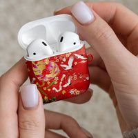Hawaiian and Japanese Culture Together AirPods Case Kakau Tribal Pattern and Irezumi Art Red Color