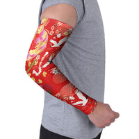Hawaiian and Japanese Culture Together Arm Sleeves Kakau Tribal Pattern and Irezumi Art Red Color