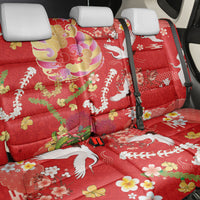 Hawaiian and Japanese Culture Together Back Car Seat Cover Kakau Tribal Pattern and Irezumi Art Red Color