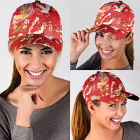 Hawaiian and Japanese Culture Together Classic Cap Kakau Tribal Pattern and Irezumi Art Red Color