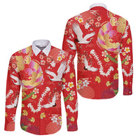 Hawaiian and Japanese Culture Together Family Matching Short Sleeve Bodycon Dress and Hawaiian Shirt Kakau Tribal Pattern and Irezumi Art Red Color
