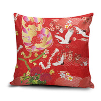 Hawaiian and Japanese Culture Together Pillow Cover Kakau Tribal Pattern and Irezumi Art Red Color