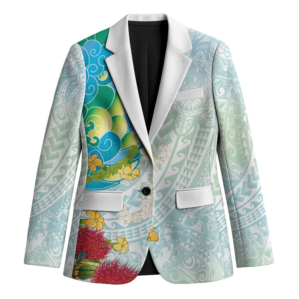 Japanese and Hawaiian Culture Fusion Blazer Irezumi with Turtles and Lei Kakau Pattern Fresh Vibe LT03 Unisex Multicolor - Polynesian Pride