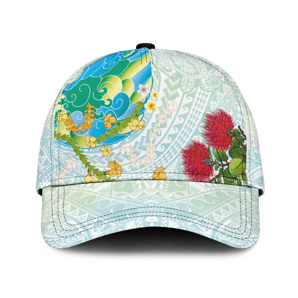 Japanese and Hawaiian Culture Fusion Classic Cap Irezumi with Turtles and Lei Kakau Pattern Fresh Vibe LT03 Universal Fit Multicolor - Polynesian Pride