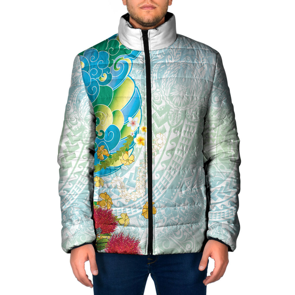 Japanese and Hawaiian Culture Fusion Padded Jacket Irezumi with Turtles and Lei Kakau Pattern Fresh Vibe