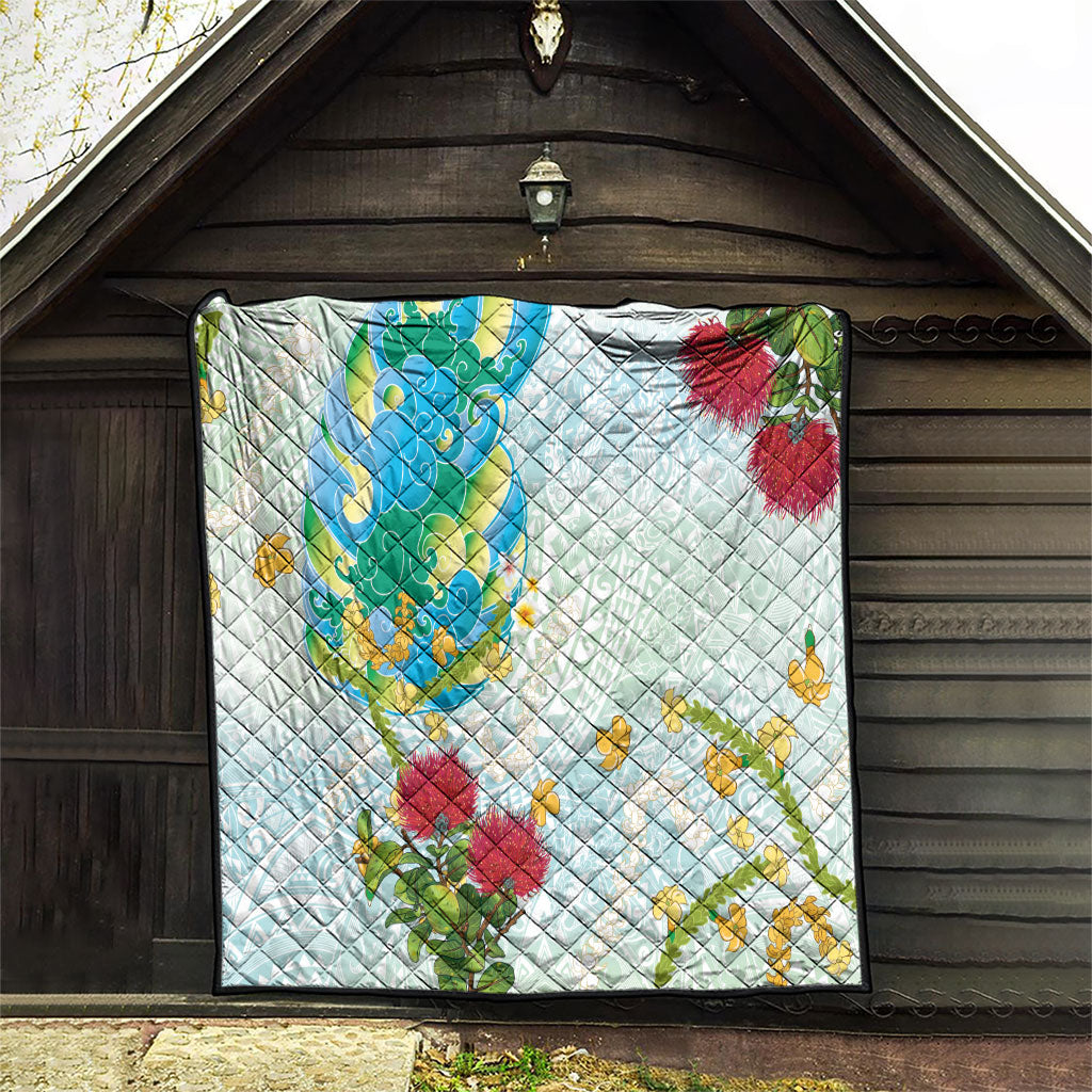 Japanese and Hawaiian Culture Fusion Quilt Irezumi with Turtles and Lei Kakau Pattern Fresh Vibe LT03 - Polynesian Pride