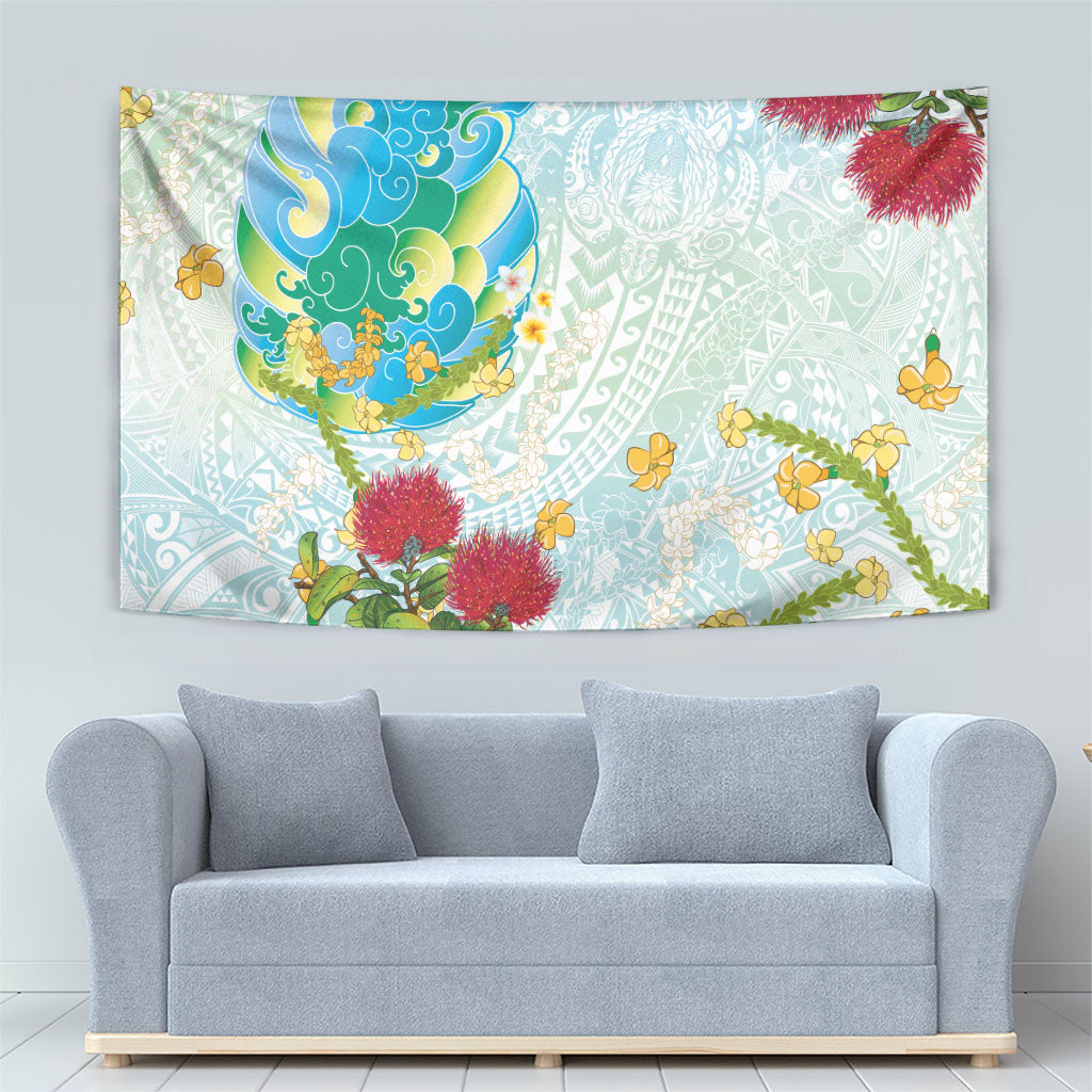 Japanese and Hawaiian Culture Fusion Tapestry Irezumi with Turtles and Lei Kakau Pattern Fresh Vibe LT03 - Polynesian Pride
