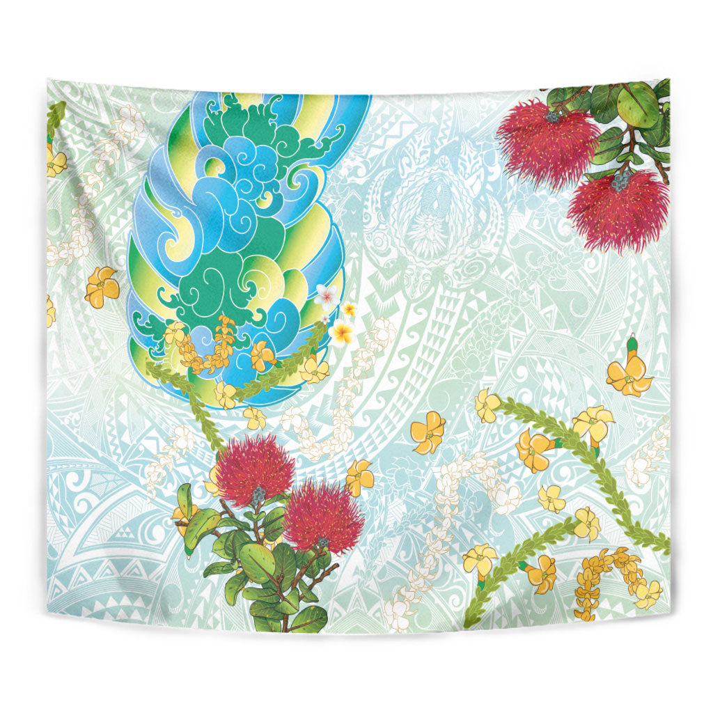 Japanese and Hawaiian Culture Fusion Tapestry Irezumi with Turtles and Lei Kakau Pattern Fresh Vibe LT03 - Polynesian Pride