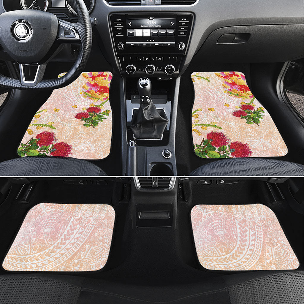 Japanese and Hawaiian Culture Fusion Car Mats Irezumi with Turtles and Lei Kakau Pattern Sunset Vibe LT03 Set 4pcs Multicolor - Polynesian Pride