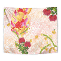 Japanese and Hawaiian Culture Fusion Tapestry Irezumi with Turtles and Lei Kakau Pattern Sunset Vibe LT03 - Polynesian Pride