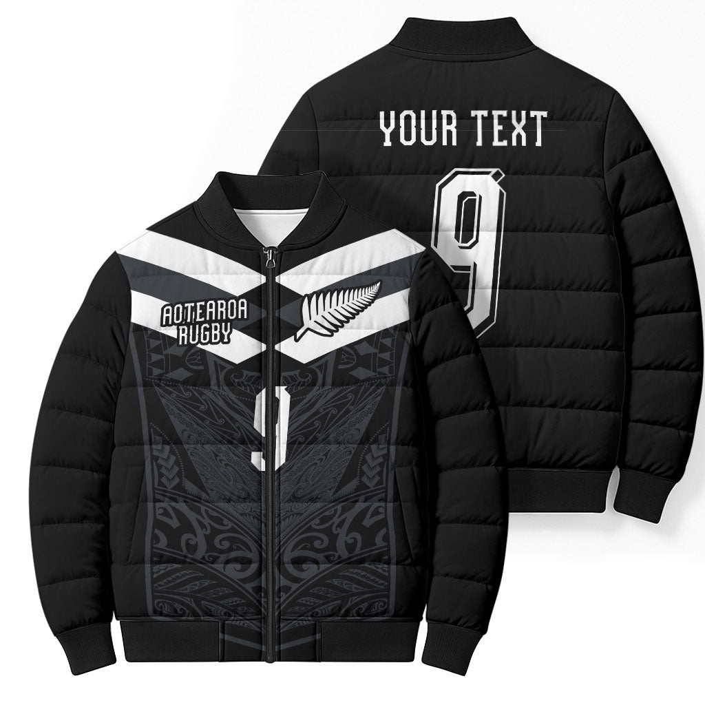Aotearoa Rugby Custom Bomber Puffer Jacket Maori Tribal Motifs Stripes-Sporty Style LT03 - Polynesian Pride