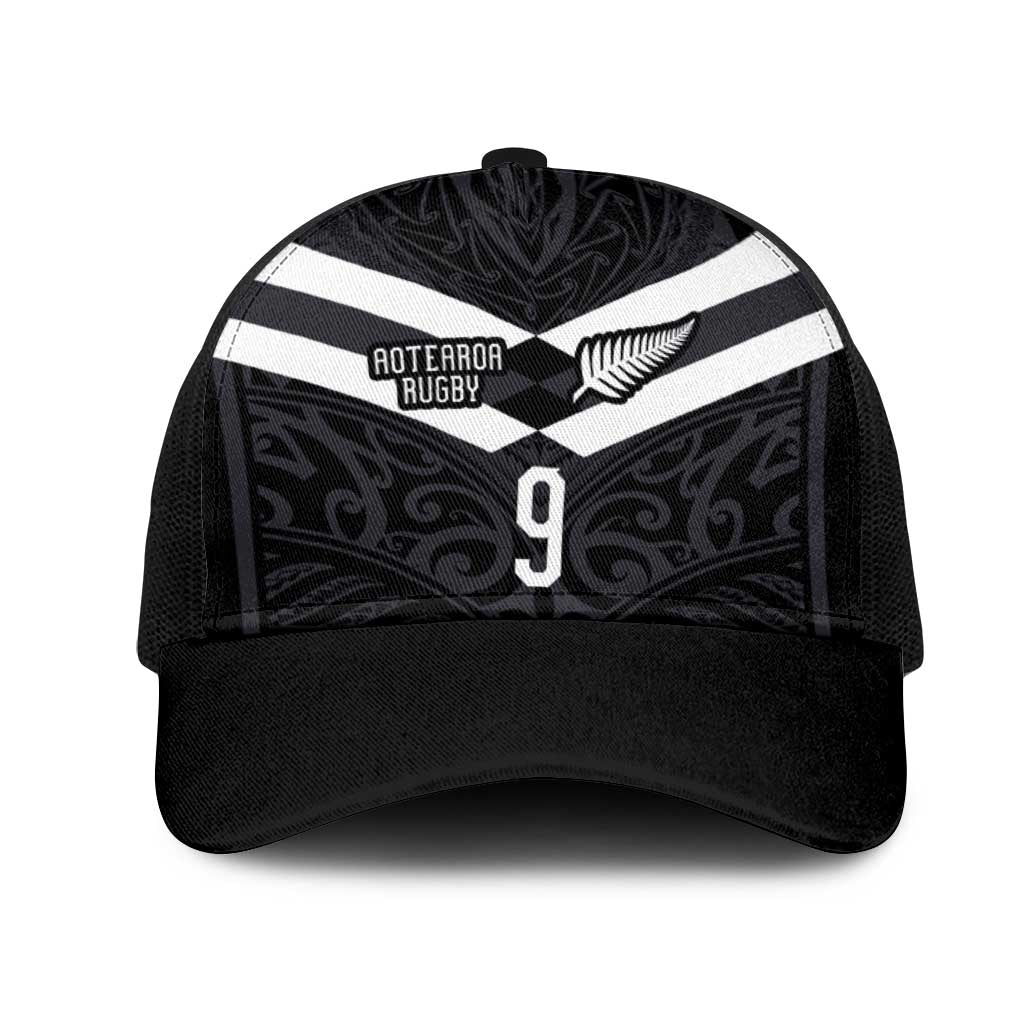 Custom Aotearoa Rugby Mesh Trucker Cap Maori Tribal Motifs Stripes-Sporty Style LT03 One Size Black Black - Polynesian Pride