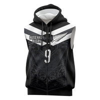 Aotearoa Rugby Custom Sleeveless Zip Hoodie Maori Tribal Motifs Stripes-Sporty Style LT03 Black - Polynesian Pride