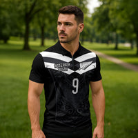 Aotearoa Rugby Custom Zipper Polo Shirt Maori Tribal Motifs Stripes-Sporty Style LT03 - Polynesian Pride