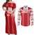 Custom Tahiti Football Polynesian Pattern Couples Matching Off Shoulder Maxi Dress and Long Sleeve Button Shirt