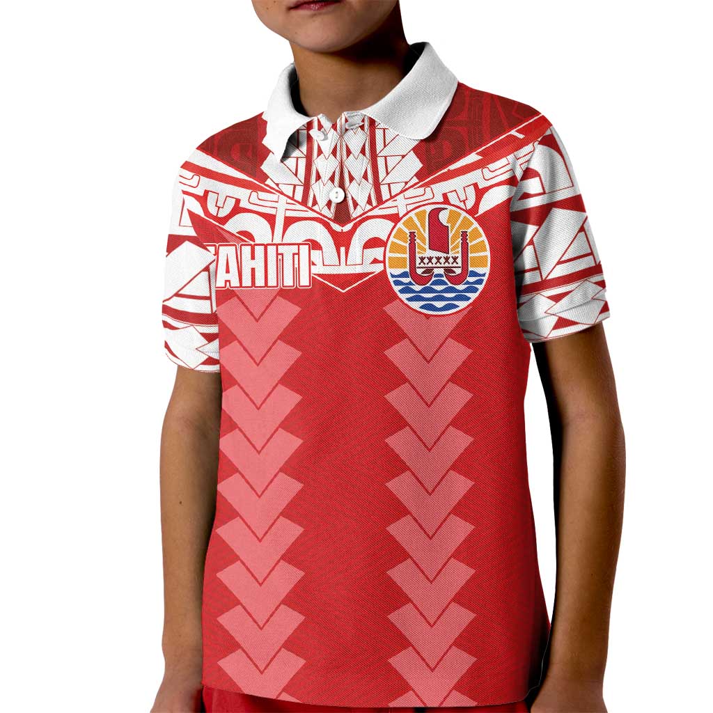 Custom Tahiti Football Polynesian Pattern Kid Polo Shirt LT03 Kid Red - Polynesian Pride