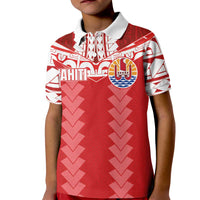 Custom Tahiti Football Polynesian Pattern Kid Polo Shirt LT03 Kid Red - Polynesian Pride