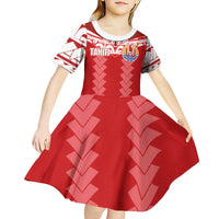 Custom Tahiti Football Polynesian Pattern Kid Short Sleeve Dress LT03 - Polynesian Pride