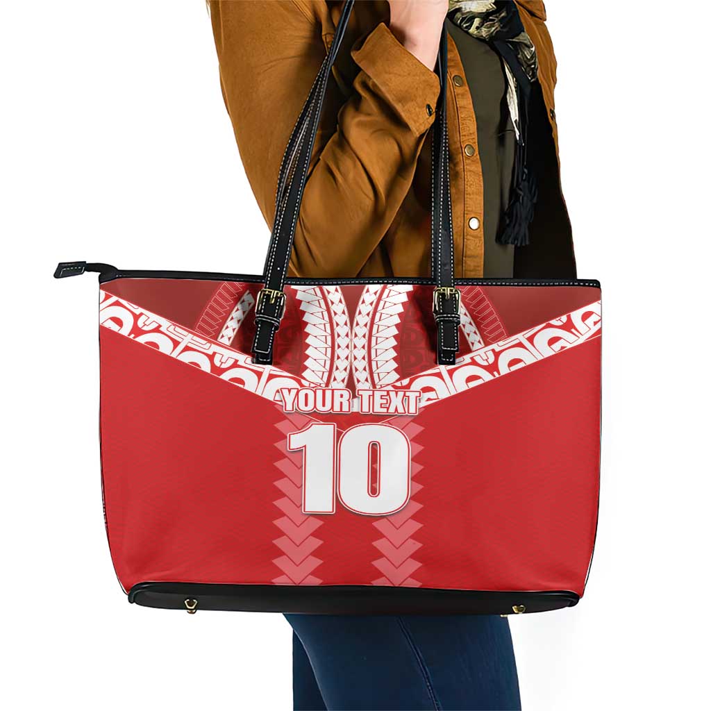 Custom Tahiti Football Polynesian Pattern Leather Tote Bag LT03 - Polynesian Pride