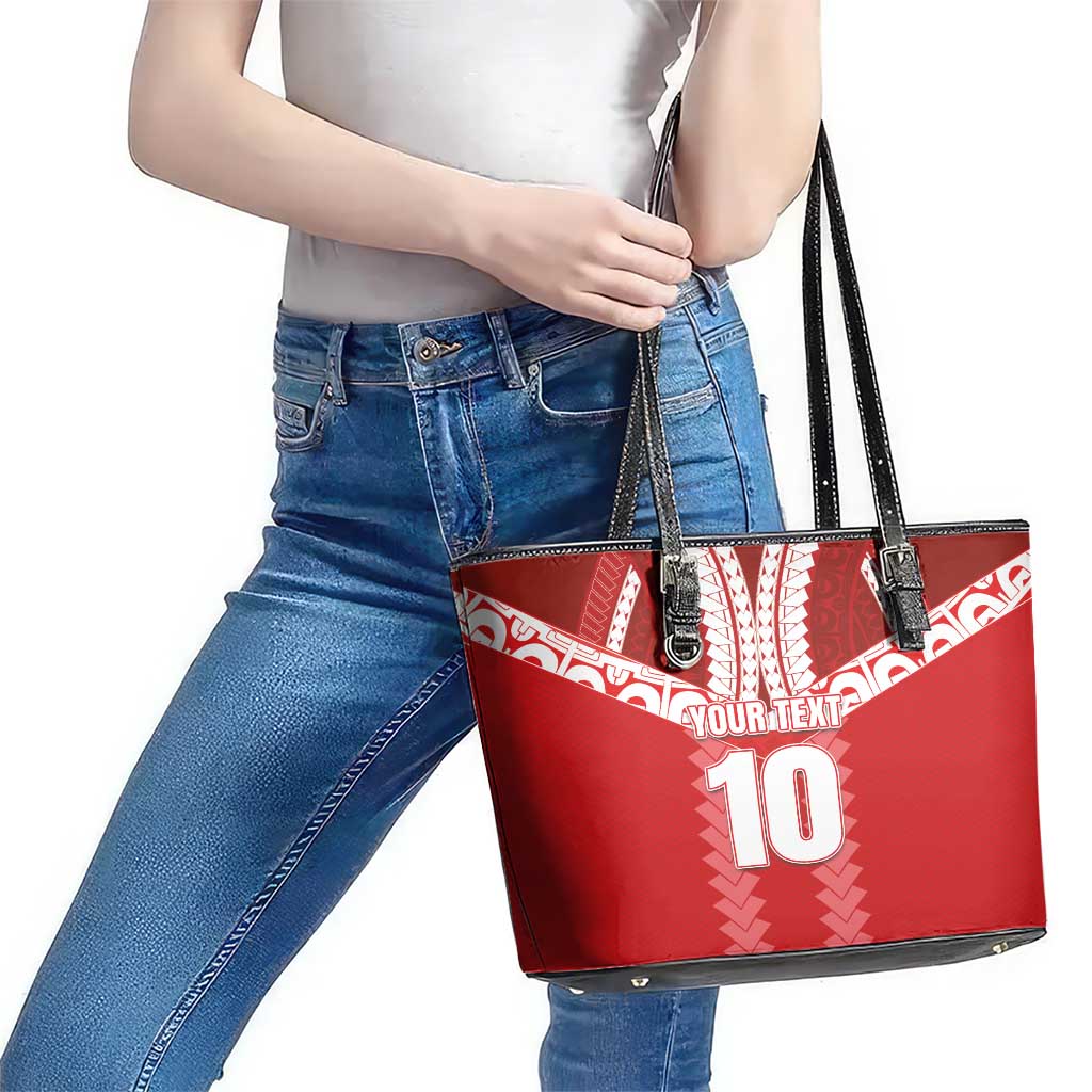 Custom Tahiti Football Polynesian Pattern Leather Tote Bag LT03 - Polynesian Pride