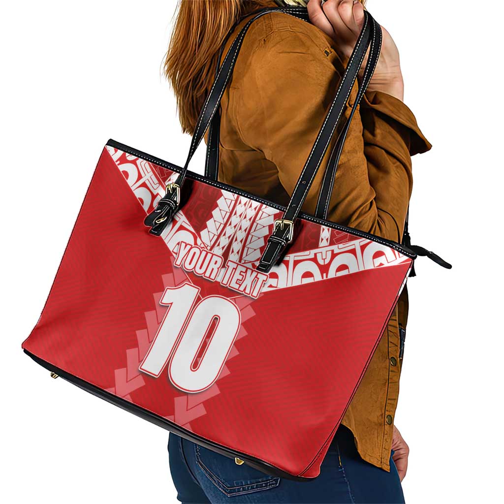 Custom Tahiti Football Polynesian Pattern Leather Tote Bag LT03 - Polynesian Pride