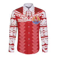 Custom Tahiti Football Polynesian Pattern Long Sleeve Button Shirt LT03 Unisex Red - Polynesian Pride