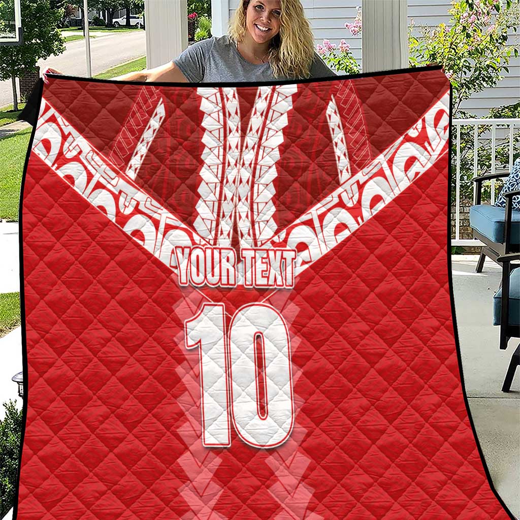 Custom Tahiti Football Polynesian Pattern Quilt LT03 Red - Polynesian Pride