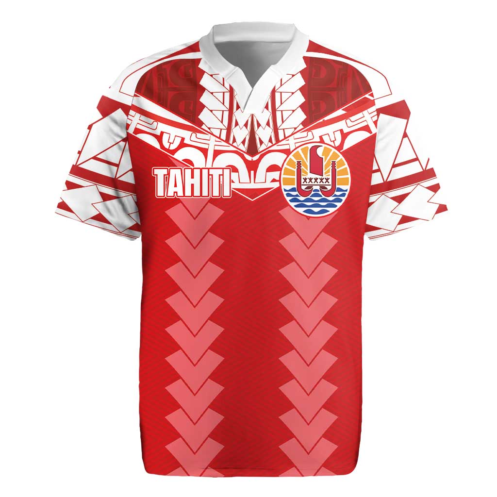 Custom Tahiti Football Polynesian Pattern Rugby Jersey LT03 Red - Polynesian Pride