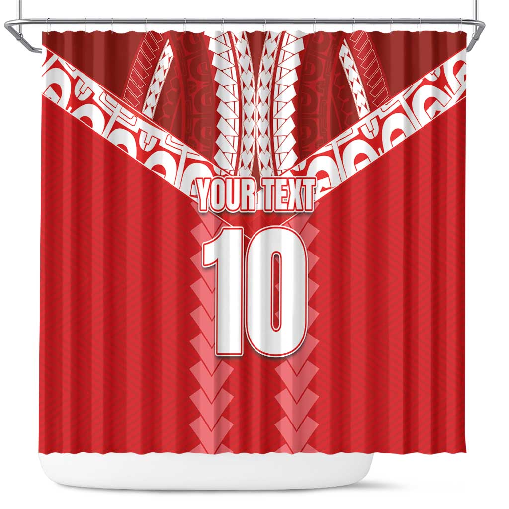 Custom Tahiti Football Polynesian Pattern Shower Curtain LT03 Red - Polynesian Pride