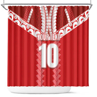 Custom Tahiti Football Polynesian Pattern Shower Curtain LT03 Red - Polynesian Pride