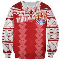 Custom Tahiti Football Polynesian Pattern Sweatshirt LT03 Unisex Red - Polynesian Pride