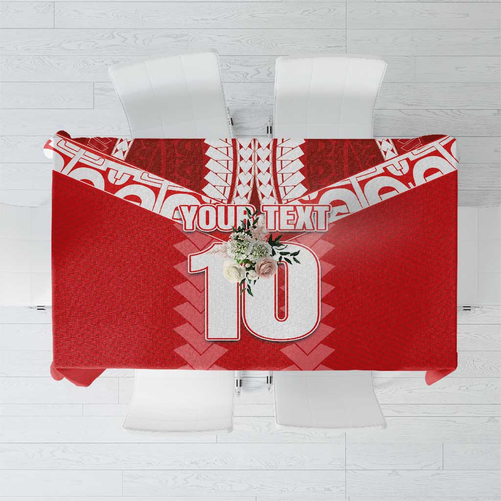 Custom Tahiti Football Polynesian Pattern Tablecloth LT03 Red - Polynesian Pride