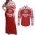 Custom Tonga Football Ngatu Tribal Tattoo Couples Matching Off Shoulder Maxi Dress and Long Sleeve Button Shirt