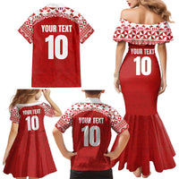 Custom Tonga Football Ngatu Tribal Tattoo Family Matching Mermaid Dress and Hawaiian Shirt