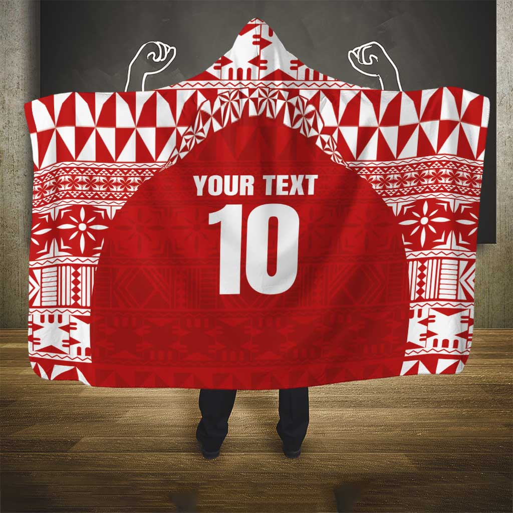 Custom Tonga Football Ngatu Tribal Tattoo Hooded Blanket