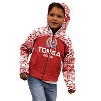 Custom Tonga Football Ngatu Tribal Tattoo Kid Hoodie