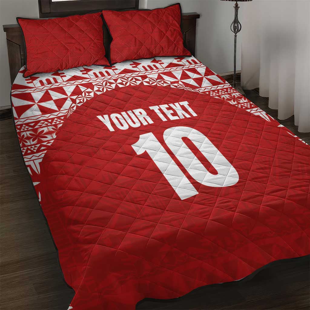 Custom Tonga Football Ngatu Tribal Tattoo Quilt Bed Set