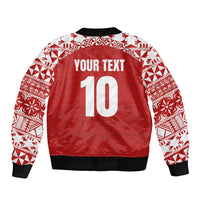 Custom Tonga Football Ngatu Tribal Tattoo Sleeve Zip Bomber Jacket
