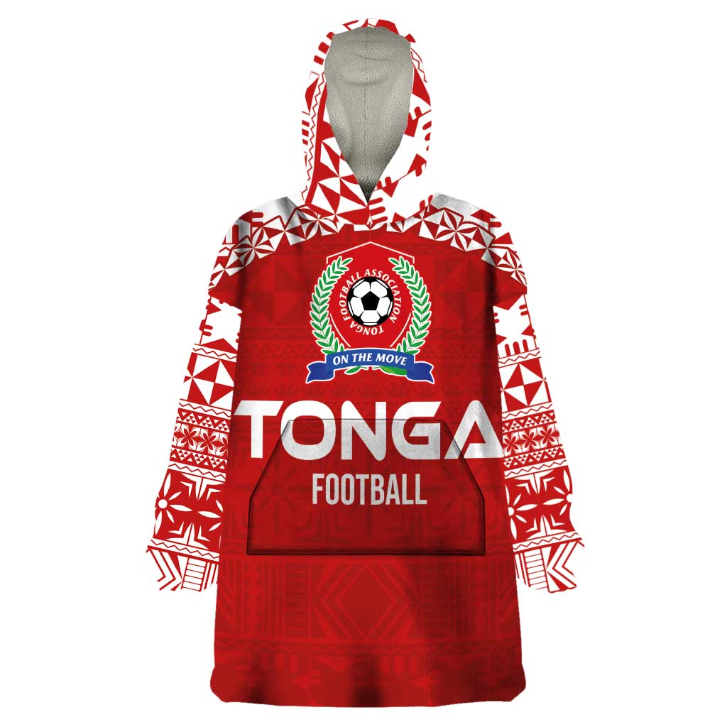 Custom Tonga Football Ngatu Tribal Tattoo Wearable Blanket Hoodie LT03 One Size Red - Polynesian Pride